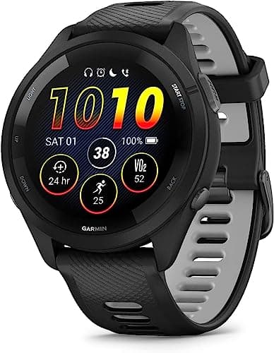 Garmin Forerunner 265 Running Smartwatch, Colorful AMOLED Display, Training Metrics and Recovery Insights, Black and Powder Gray (Renewed)
