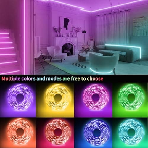 KSIPZE Led Lights for Bedroom 50ft Led Strip Lights with Remote RGB Color Changing Music Sync Smart App Control for Room Bedroom Lighting Flexible Home Décor 5