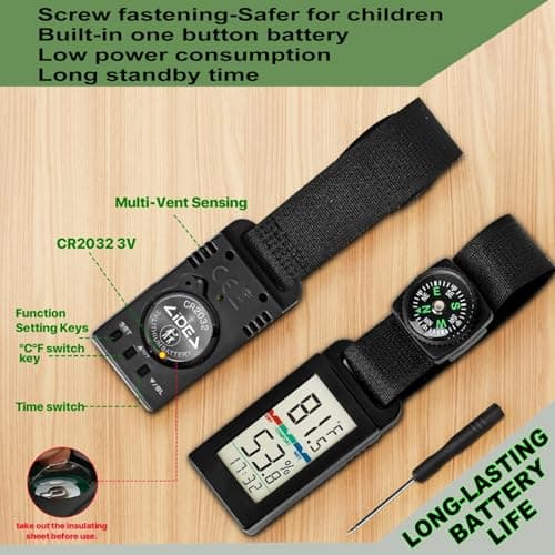 Indoor Outdoor Portable Thermometer Hygrometer with Accurate Temp & Humidity Detection Alarm Compass Crucial for a Comfortable Living Space, Camping, Workshop. Get it Now for a Controlled Environment 8