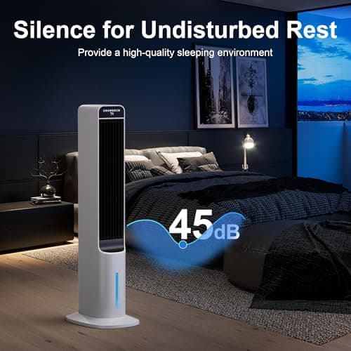 Windowless Portable Air Conditioner, 41 Inch Cooling Fans that Blow Cold Air, 3-in-1 Tower Fan with Remote, 3 Speeds, 120° Oscillation Swamp Cooler, 12H Timer Evaporative Cooler for Bedroom Indoor Use 7