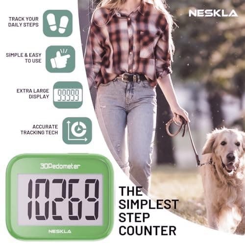 NESKLA 3D Pedometer for Walking, Simple Step Counter for Walking with Large Digital Display, Step Tracker with Removable Clip Lanyard, Accurately Track Steps for Men Women Kids Adults Seniors 5