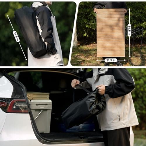 pollilar Camping Table Folding Camp Table Roll Up Surface Lightweight, Collapsible Height Adjustable Suitable for Picnic Adults with Carry Bag for Indoor Outdoor BBQ Picnic Gathering Patio 7