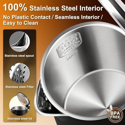 Dezin 0.8L Electric Kettle, Small Electric Kettle with Double Wall Construction, 304 Stainless Steel Electric Tea Kettle for Business Trip, Portable Travel Kettle with Auto Shut-Off 6