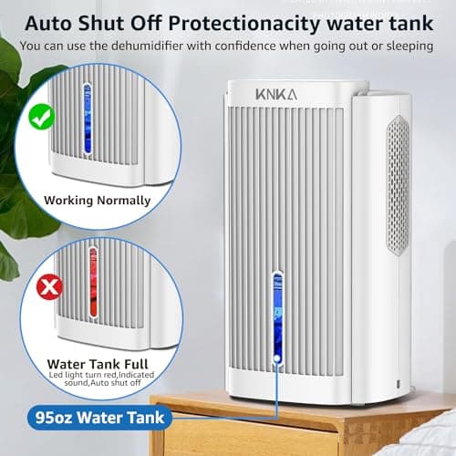 Dehumidifier,95 OZ Water Tank, (1000 sq. ft) Quiet Dehumidifier for Basement, Bathroom, RV, Closet, Bedroom with Auto Shut Off, Sleep Mode,7 Colors LED Light, Dehumidifiers for Home, White 5