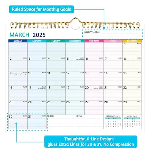 Wall Calendar 2025-2026 – 2 Year Calendar 2025-2026, 11 x 8.5 In, Jan 2025 - Dec 2026, 2025 Calendar 24 Months, Small Monthly Calendar 2025, with Ruled Blocks, Thick Paper, Holidays, To-dos ＆ Notes 5