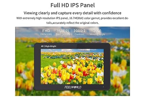 FEELWORLD F6 Pro +NP-F970 Battery, Charger, Storage Case kit, 5.5 Inch 4K HDMI Touch Screen On-Camera Monitor 1600nits High Bright FHD 1920x1080 Filed Monitor with F970 External Install and Power kit 8