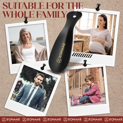 ZOMAKE Metal Shoe Horn,Small Travel Shoehorn for Men Women Kids,2 Pcs Portable Shoe Spoon Helper 7.5'' 5