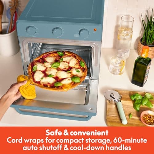 bella Air Fry Toaster Oven, 7 Preset Cooking Options, Dishwasher-Safe EverGood Coated Trays Included, 60-Minute Auto Shutoff w Audible Timer, Power Indicator Light, 1700 Watt, Surf 7