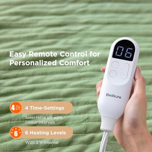 Bedsure Heated Blanket Throw Blanket - Fast Heating Electric Blanket, Soft Flannel Heated Throw with 4 Time Settings, 6 Heating Settings, Warm Gifts for Women Men (50x60 inches, Sage Green) 5