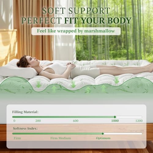 LIANLAM Bambu Mattress Topper Queen,1000 GSM-3(60"x80") 6