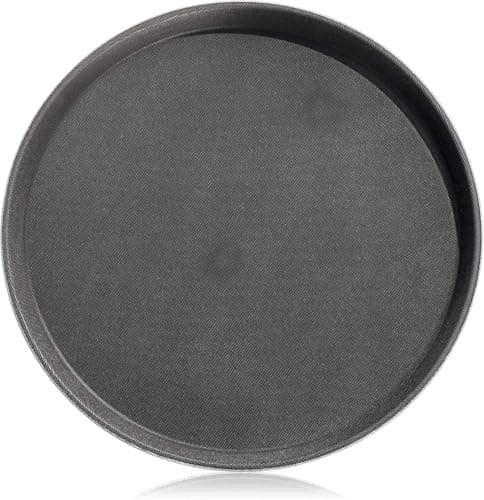 New Star Foodservice 24913 Non-Slip Tray, Plastic, Rubber Lined, Round, 11-inch, Black