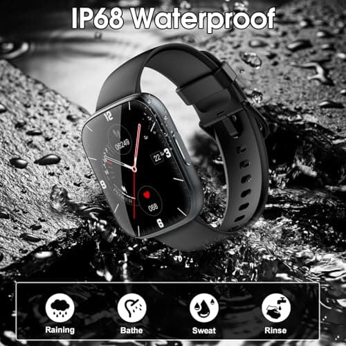 Smart Watch for Men Women(Answer/Make Calls), 1.95" HD Touch Screen Fitness Watch with Sleep Heart Rate Monitor, 110+ Sports Modes, IP68 Waterproof Activity Trackers Compatible with Android iOS, Black 6
