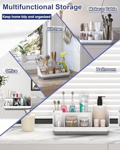 Bathroom Counter Organizer and Storage, 7 Slots Detachable Toothbrush Holders for Bathrooms, Anti-Slip Electric Toothbrush and Toothpaste Holder Countertop Vanity Organizer Accessories for Adults Kids 6