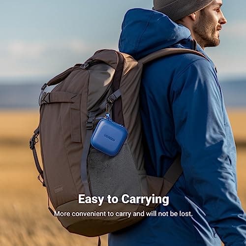 UGREEN Earbud Case, Waterproof Earphone Case Pouch Compatible with AirPods Pro Headphone Case Holder with Stainless Steel Carabiner, for Headphones, Earbuds, SD Memory Card, Camera Chips, Blue 5