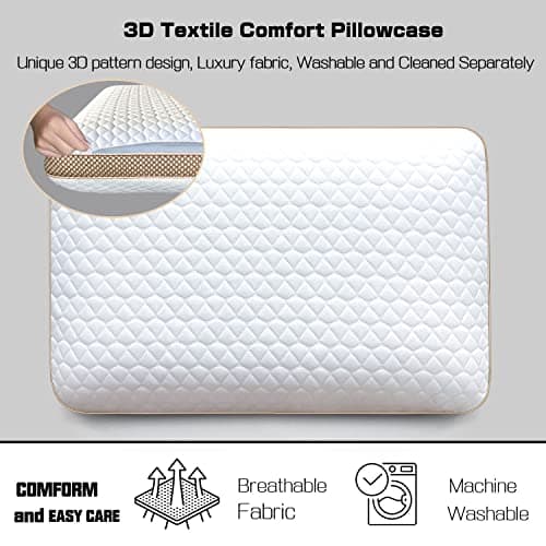 Sofslee Memory Foam Pillows Standard Size Set of 2, Medium Firm Pillow for Sleeping, Orthopedic Bed Pillow for Side, Back Sleepers, Ventilated Gel Foam Pillow with Washable Cover, 23.6" x 15.7"x 5.1" 5
