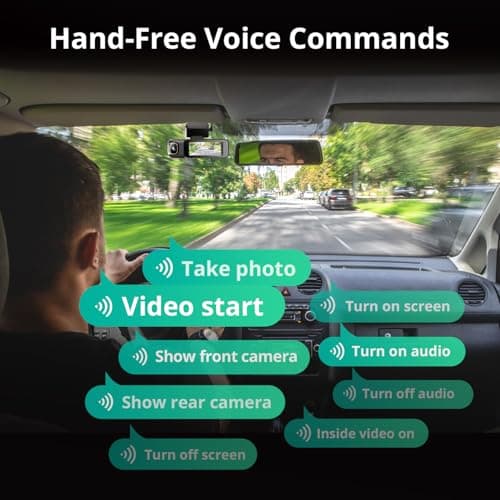 BOTSLAB 3 Channel Dash Cam 4K with 128GB Card, 3.18" Touch Screen, Voice Control, 4K Dash Cam Front and Rear Inside Loop Recording, 5.8GHz WiFi, GPS, Night Vision, WDR, Parking Mode 6