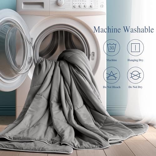 blunique Cooling Comforter Queen Size, Double-Sided Cooling Blanket for Hot Sleepers, Breathable Lightweight Comforter for Night Sweats, All Season Cool Blanket, Soft Cold Touch,(90"x90" Grey) 8