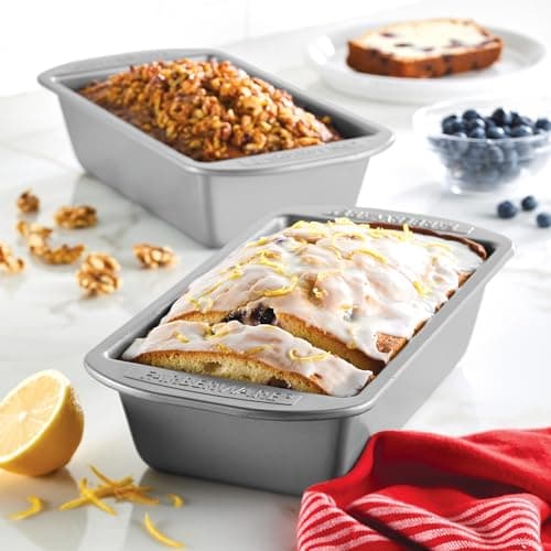 Farberware Bakeware Meatloaf/Nonstick Baking Loaf Pan Set, Two 9-Inch x 5-Inch, Gray 6