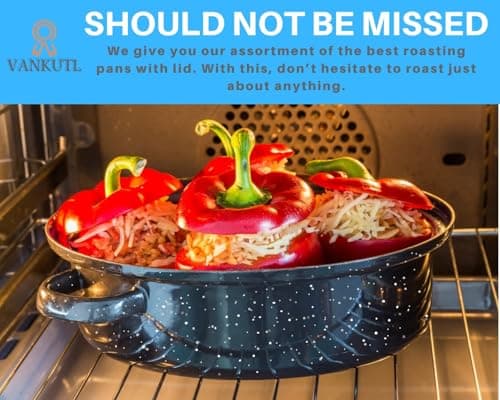 16 Inch Roasting Pan with Lid - Covered Oval Roaster - Enamel Carbon Steel Roaster Pot - Excellent Heat Distribution and Non-sticky - for Turkey Chicken Meat & Vegetables -Birthday and Holiday gifts 7