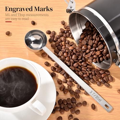 Luxiwise Long Handle Coffee Scoop, 18/8 Stainless Steel Food Grade Measuring Spoon for Coffee Beans Powders Sugar, 8.6in Long Metal Scoop Tablespoon for Easy Container Reach (2tbsp/ 30ml) 5