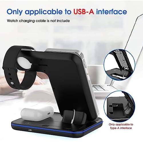 3 in 1 Wireless Charging Station for Apple Charger Stand for iPhone 17 16 15 14 & for Apple Watch Charger Wireless Charging Station for Multiple Devices for AirPods 4 3 Pro 6