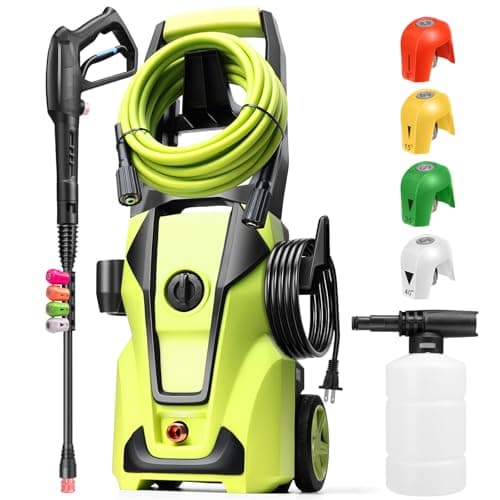 Imdot Electric Pressure Washer 5000PSI Max 4.0GPM with 33FT Flexible Extension Hose, 4 Nozzles, Foam Cannon, Power Washer Powered for Cars, Patios, Driveways, Golden