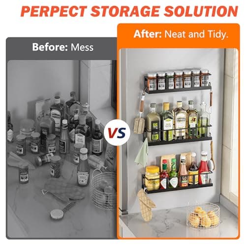 Bunoxea Spice Rack Wall Mounted 3 Pack, Space-Saving Spice Organizer for Spice Jars and Seasonings,Screw or Adhesive Hanging Spice Rack Organizer for Your Kitchen Cabinet,or Pantry Door 6