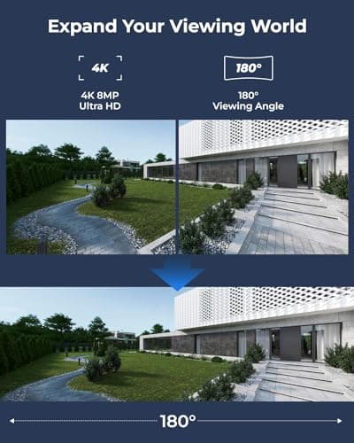 REOLINK 4K 8MP Dual-Lens Solar Security Camera Wireless Outdoor, 180° View for Home Surveillance, 2.4G/5GHz WiFi, Spotlight Color Night Vision, Human/Car/Pet Detection, No Extra Fee, Duo 2+Solar Panel 2