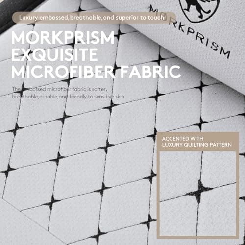 Morkprism Gaming Chair Breathable Fabric,Computer Office Chair with Footrest,Massage Lumbar Support and Gel Pad,Ergonomic Reclining Gamer Chair with Adjustable Armrests and Spring Cushion Grey Black 7