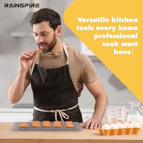 Oven-Safe Dishwasher-Safe 100% 304 Stainless Steel Cooling Rack 10" x 15" Heavy Duty Tight-Wire Set of 2 Fits Jelly Roll Pan Half Sheet Pan 7