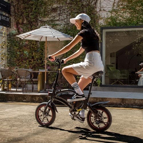 DYU Electric Bike for Adults Teens, D3F 14" Folding Electric Bicycle,Commuter City E-Bike with 250W Motor and 36V 10AH Lithium-Ion Battery,37-40miles Travel Range UL Certification 7