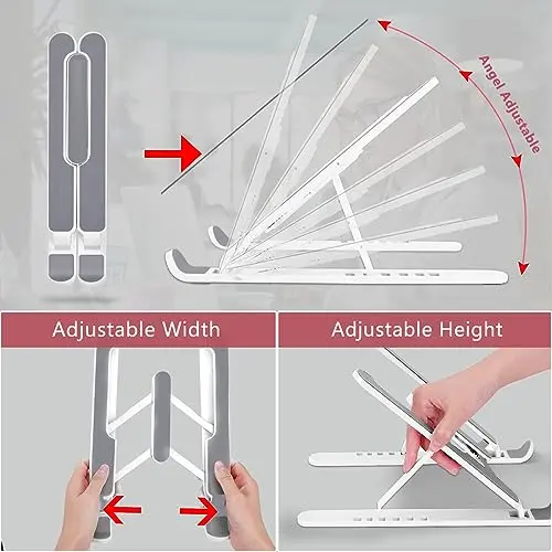 pidien Portable Laptop Stand, Adjustable Laptop Holder Riser Computer Stand for Desk Notebook Stand Mount (White) 6