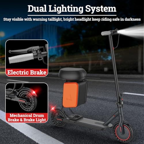 Qlaway 8.5" E Scooter for Adults 19 MPH 350W Motor 187.2WH Battery, Motorized Scooter Up to 15 Miles Range, Foldable, Bearing 265 LBS/APP Control with Seat 8