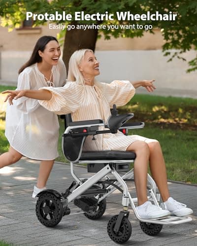 15 Miles Electric Wheelchairs for Adults Lightweight Foldable, 33 Lbs Folding Motorized Wheelchair Portable Power Wheelchair with Liftable Armrests Airline Approved 7
