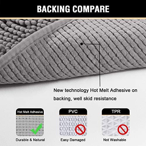 H.VERSAILTEX Microfiber Bath Rugs Chenille Floor Mat Ultra Soft Washable Bathroom Dry Fast Water Absorbent Bedroom Area Rugs Grey, 20 inches by 32 inches 6