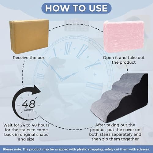 Galleyby 4 Steps Pet Stairs for Small Dogs, 19” High Curved Dog Stairs for Bed with Non-Slip Base, High-Density Foam, and Removable Washable Cover 9