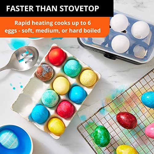 KRUPS: Simply Electric Plastic and Stainless Steel Egg Cooker 6 Eggs 400 Watts Hard, Medium, and Soft Boiled, Poached, Scrambled, Omelets, Rapid Cook Black 6