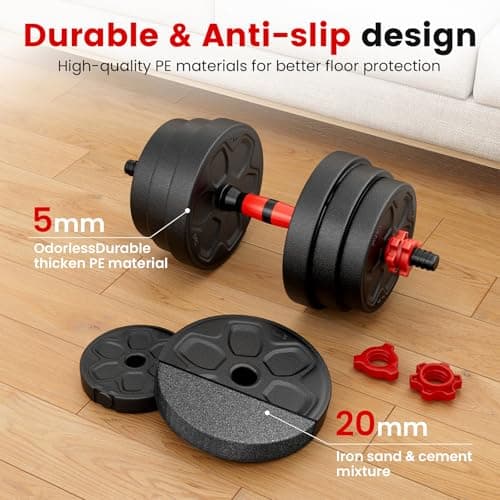 BDSHE Adjustable Dumbbell Set, 45lbs Free Weight Set with Upgraded Nut,4 in1 Dumbbells Set Used as Barbell, Kettlebells, Push up Stand, Weight Set for Home Gym Suitable Men/Women 6