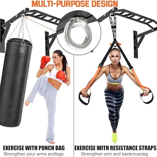 Upgraded-HWOOUSA Pull Up Bar Wall Mounted,Heavy Duty Multi Grip Bar with 14 Grip Positions,Space Saving Home Gym Equipment -Ideal for Garage,Outdoor Strength Training, Chin Up Bar,Supports to 600 Lbs 7