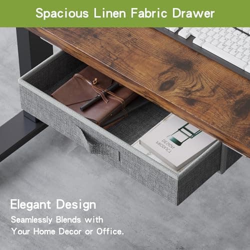 Radlove Dual Motors Height Adjustable 55 x 30'' Electric Standing Desk with Drawer Stand Up Table 4 Memory Keys, Computer Desk with Splice Board Home Office Desk, Rustic Brown Top + Black Frame 4