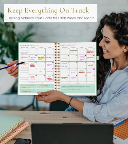 Undated Weekly and Monthly Planner, B5 Large Weekly To Do List Notebook with Goal & Habit Tracker Organizer, Hardcover Spiral Bound Blank Monthly Planner for Work School Home 7.4" x 9.64" Green 7