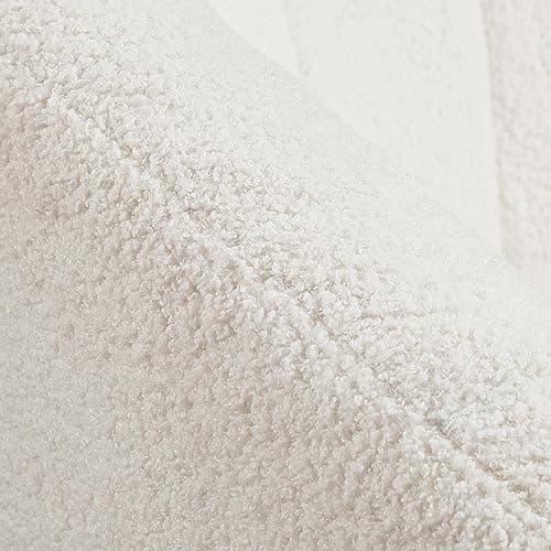 Yaheetech Sherpa Fabric Accent Chair, Modern Cozy Vanity Chair with Gold Metal Legs, Boucle Fabric Armchair with Removable Seat Cushion for Living Room Bedroom Office Guest Room, Ivory 9