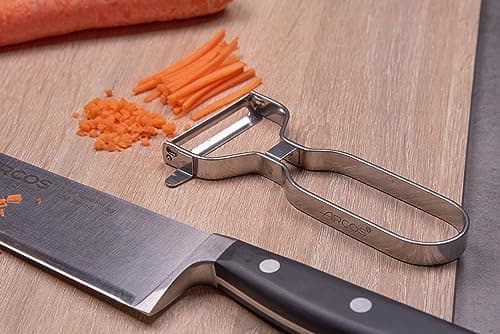 ARCOS Professional Chrome-Plated Peeler for Fruits and Vegetables. 5.5 Inch Stainless Steel Kitchen Tool for Precise Cutting. Chef's Gadget with Ergonomic Design. Silver Color 5