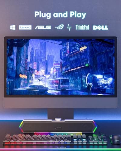 LENRUE G11 Computer Speakers for Desktop, Touch Lights PC Speakers with Surge Clear Sound, USB C/USB Powered for Computer Desktop PC Laptop Monitor 5