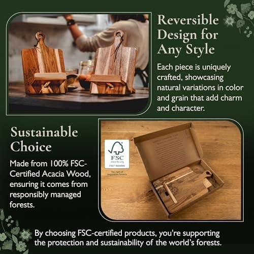 Wood Cookbook Stand for Kitchen Counter - Reversible Acacia Wooden Recipe Book Holder Stand - Cooking Measurement Conversion Card - Gift-Ready Adjustable Tablet Cook Book Holder - Charging Cable Slot 5