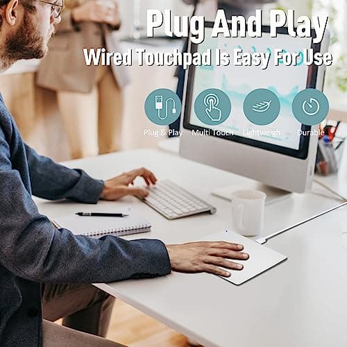 Ikaetri Trackpad Touchpad for PC, Wired Ultra Slim Trackpad, Sensitive TouchPads with No Latency, Accurate Responsive Trackpad with Multi-Touch Gestures, for Windows 7/10/11 Laptop Desktop- Silver 6