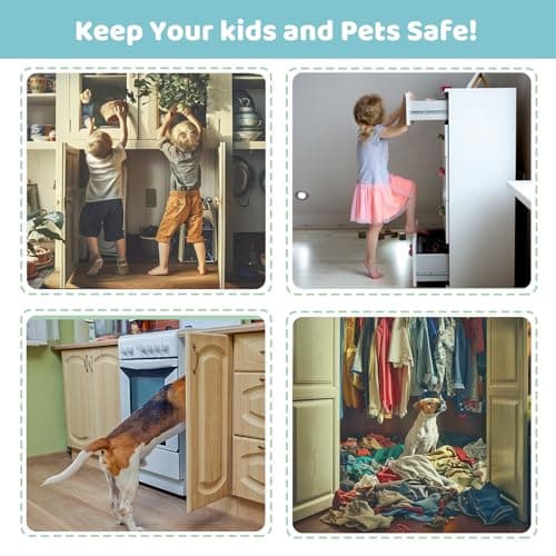 Baby Proofing Cabinets, Sliding Cabinet Locks for Babies, Adjustable U Shaped Baby Safety Locks, Childproof Cabinet Latch for Kitchen, Bathroom, Drawer, Cupboard Doors Knobs & Handles (6 Pack White) 7