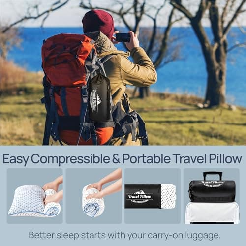 Small Cooling Memory Foam Pillow for Travel & Camping, Compressible Adjustable Pillow for Medium Firm Neck Knee Lumbar Support,Washable, Ideal Sleeping, Car, Airplane, Toddler & Backpacking, Gifts 7