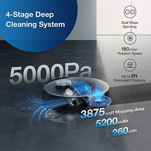 ECOVACS DEEBOT X1 Omni Robot Vacuum and Mop Combo with Self-Emptying, Auto-Wash, Auto-Refill and Auto-Hot Air Drying, 5000Pa Suction, AIVI 3D Obstacle Avoidance, Built-in YIKO Voice Assistant, Black 5
