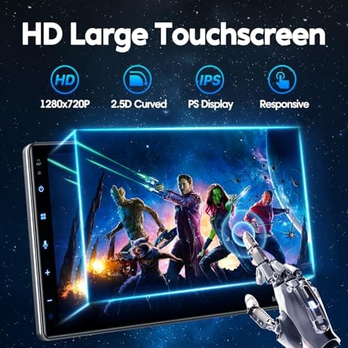 PLZ 10.1" Wireless Single Din Car Radio Stereo with Apple Carplay Android Auto Touch Screen, Car Play Audio Receivers Headunit, Bluetooth 5.3, Backup Camera, 240W, 2 Subwoofers, Navigation, FM/AM, SWC 9